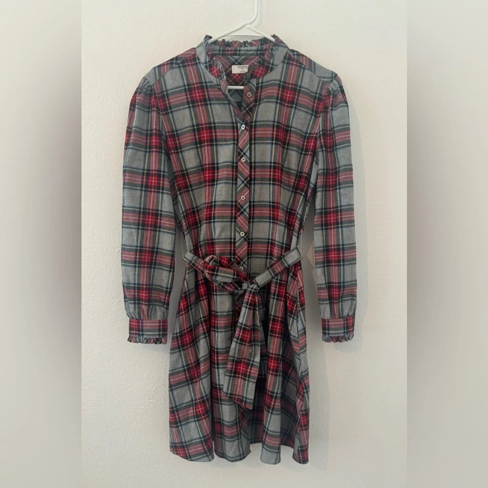 UNTUCKit for Her Harrison Red Plaid Button Up Shirt Dress Holiday Size 4